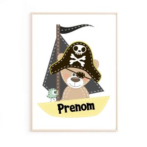 Affiche bébé pirate prénom personnalisé