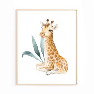Affiche bébé safari – girafe