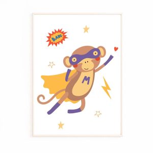 Affiche singe super héro enfant
