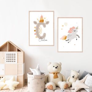 Lot de 2 affiches licorne pour enfant