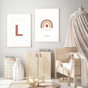 Lot de 2 affiches bébé personnalisables