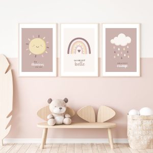 Lot de 3 affiches bébé Good vibes