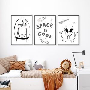 Lot de 3 affiches astronaute enfant