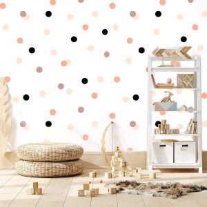 Papier peint petits pois orange enfant
