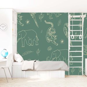 Papier peint animaux vert