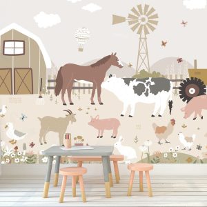 Papier peint animaux de la ferme enfant