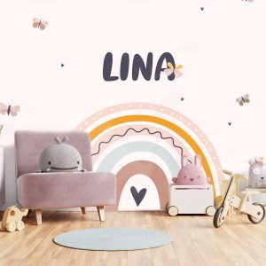 Papier peint arc en ciel personnalisé enfant
