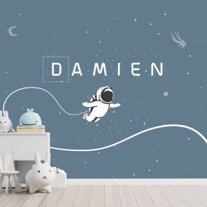Papier Peint astronaute enfant avec prénom
