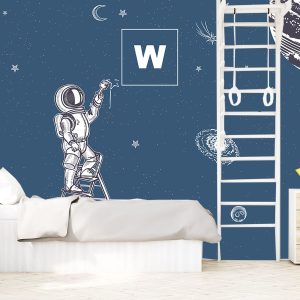 Papier Peint astronaute avec initiale prénom
