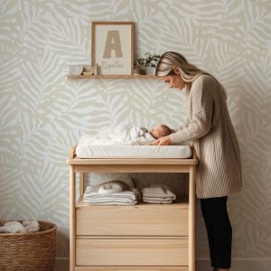 Papier peint feuilles beige