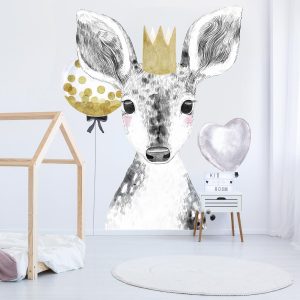 Papier peint portrait biche grand format pour chambre fille