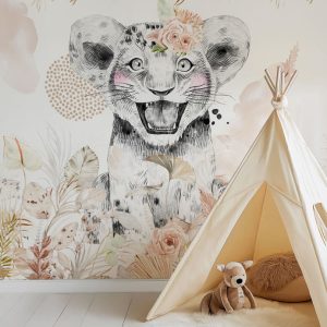 Papier peint safari bohème chambre fille