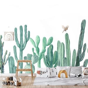 Papier peint cactus chambre enfant
