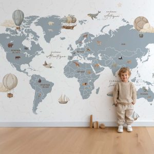 Papier peint Carte du monde & Constellation pour bébé