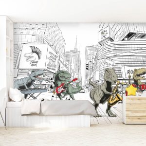Papier peint dinosaures rock n roll