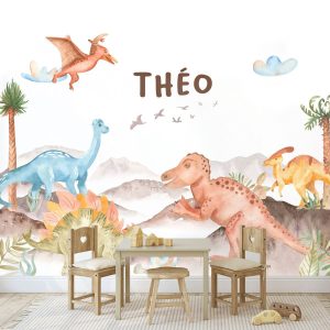 Papier peint dinosaure enfant personnalisé