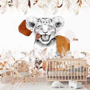 Papier peint safari terracotta chambre enfant