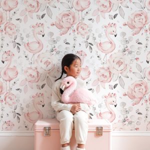 Papier peint flamant rose enfant