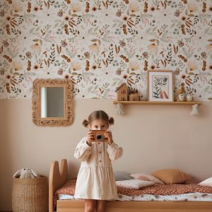 Papier peint fleurs d&rsquo;automne chambre fille