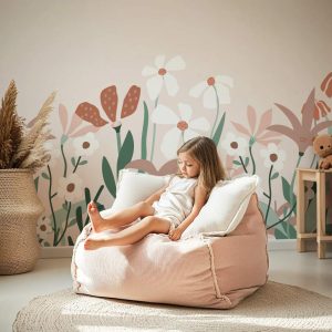 Papier peint fleurs des champs chambre fille