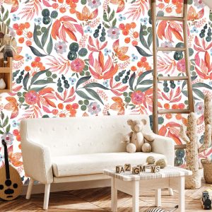 Papier peint fleurs éclatantes