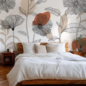 Papier peint fleurs XXL, chambre enfant