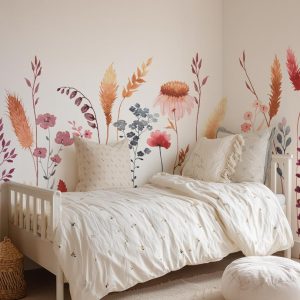 Papier peint floral chambre fille