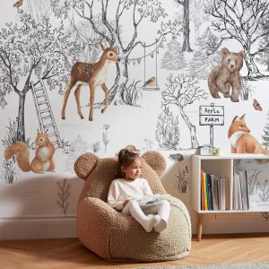 Papier peint balade en forêt chambre enfant
