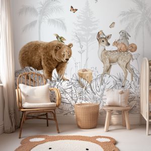 Papier peint amis de la forêt pour enfant