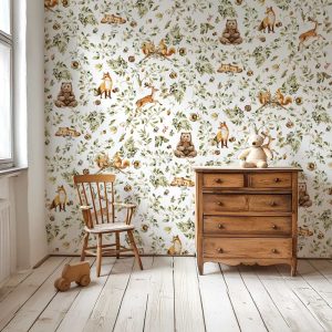 Papier peint forêt d&rsquo;automne vintage