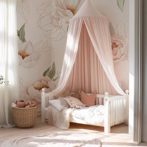 Papier peint grandes fleurs roses