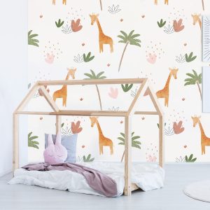 Papier peint bébé girafe