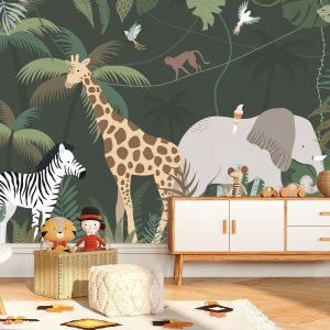 Papier peint savane panoramique pour enfant