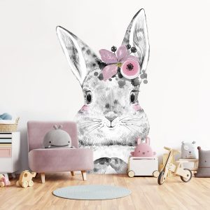 Papier peint portrait lapin chambre enfant
