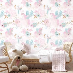 Papier peint licorne pour fille