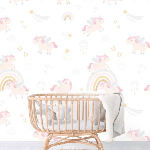 Papier peint licorne chambre bébé