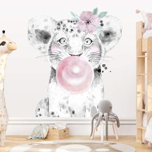 Papier peint portrait lion géant pour enfant