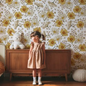 Papier peint marguerite vintage