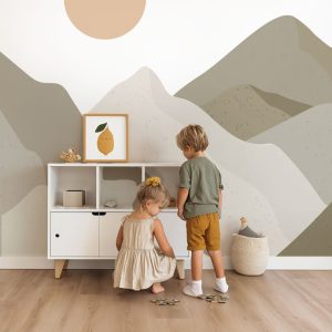 Papier peint montagne kaki pour enfant