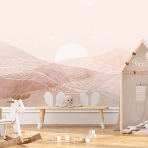 Papier peint montagne rose chambre fille
