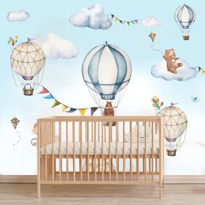 Papier peint chambre bébé montgolfière