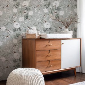 Papier peint petits oiseaux vintage