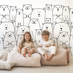 Papier peint scandinave bébé ourson