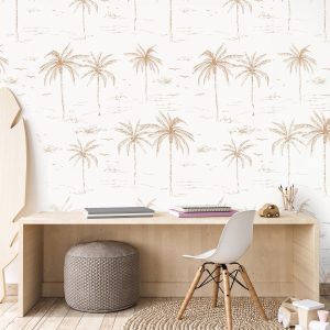 Papier peint palmier terracotta