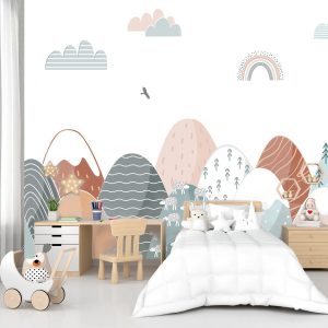 Papier peint panoramique montagne chambre enfant