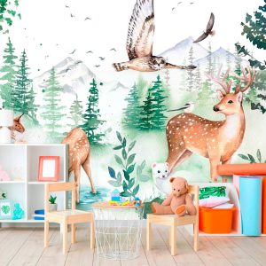Papier peint panoramique forêt pour garçon