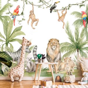 Papier peint panoramique animaux de la savane