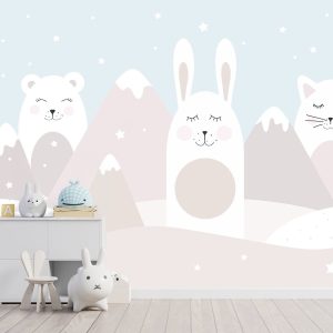 Papier peint panoramique lapin chambre bébé