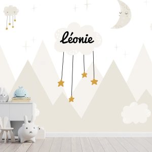 Papier peint beige personnalisé pour fille