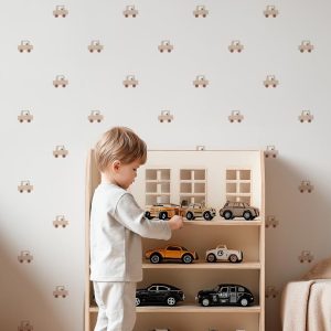 Papier peint petites voitures scandinave pour enfant